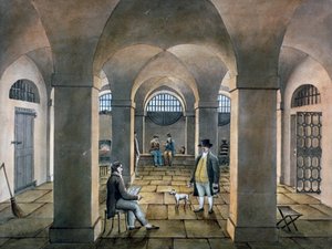 Indvendig udsigt i Horsemonger Lane Prison, Union Road, Southwark, London, c1826 af G Yates