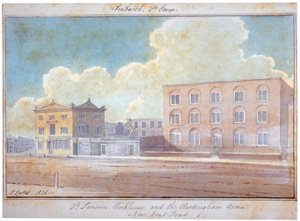 St Saviours arbejdshus og Rockingham Arms Inn, New Kent Road, Southwark, London, 1825 af G Yates