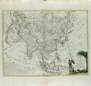 Asien opdelt i dets hovedstater, gravering af G. Zuliani hentet fra Tome I of the Newest Atlas udgivet i Venedig i 1777 af Antonio Zatta, Private Collection af G. Zuliani