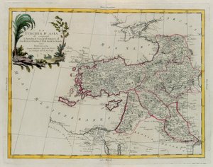 Asiatisk Tyrkiet, inklusive Antolia, Georgien, Armenien, Kurdestan, Diarbec, Irak-Arabi, Syrien, gravering af G. Zuliani taget fra Tome IV af "Newest Atlas" udgivet i Venedig i 1784 af Antonio Zatta, Privat Samling