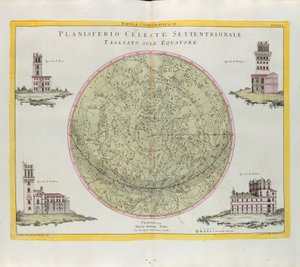 Kosmografisk tabel over den nordlige himmelplanisfære skåret ved ækvator, gravering af G. Zuliani taget fra Tome I af det nyeste atlas udgivet i Venedig i 1777 af Antonio Zatta af G. Zuliani