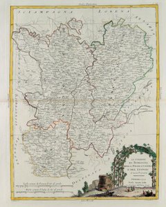 Governances of Bourgogne, Franca Contea og Lyons, gravering af G. Zuliani hentet fra Tome I of the Newest Atlas udgivet i Venedig i 1777 af Antonio Zatta, Privat Samling af G. Zuliani