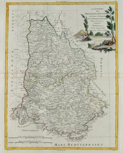 Styring af Dauphin, Provence, grevskabet Venaissin og Principate of Orange, gravering af G. Zuliani hentet fra Tome I af det nyeste atlas udgivet i Venedig i 1777 af Antonio Zatta, Priv af G. Zuliani