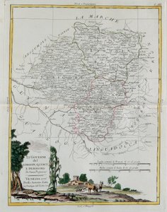 Styring af Limosin, Quercy og Perigord, gravering af G. Zuliani hentet fra Tome I of the Newest Atlas udgivet i Venedig i 1776 af Antonio Zatta, Privat Samling af G. Zuliani