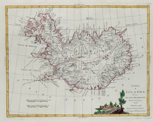 Island opdelt i sine distrikter, indgravering af G. Zuliani taget fra Tome III af "Nyeste Atlas", udgivet i Venedig i 1781 af Antonio Zatta, Privat Samling af G. Zuliani