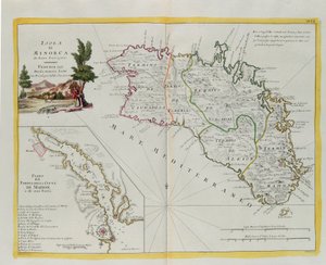 Øen Menorca og planen for havnen og byen Mahon og dens forter, gravering af G. Zuliani taget fra Tome I af "Nyeste Atlas", udgivet i Venedig i 1778 af Antonio Zatta, Privat Samling af G. Zuliani