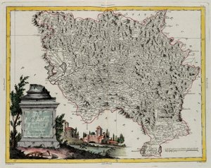 Firenzes territorium, gravering af G. Zuliani hentet fra Tome II af "Newest Atlas" udgivet i Venedig i 1783 af Antonio Zatta, Privat Samling af G. Zuliani