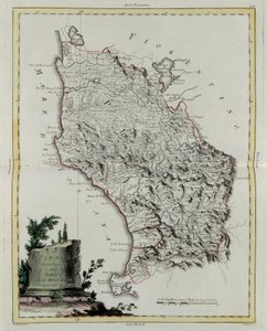 Pisas territorium, gravering af G. Zuliani hentet fra Tome II af "Newest Atlas" udgivet i Venedig i 1783 af Antonio Zatta, Privat Samling af G. Zuliani