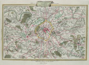 Omridset af Paris, The Governances of France and Orleans, gravering af G. Zuliani hentet fra Tome I of the Newest Atlas udgivet i Venedig i 1776 af Antonio Zatta, Privat Samling