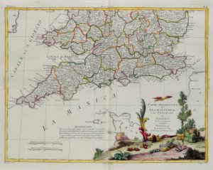 Den sydlige del af England og Principate of Wales, gravering af G. Zuliani hentet fra Tome I of the Newest Atlas udgivet i Venedig i 1778 af Antonio Zatta, Privat Samling af G. Zuliani