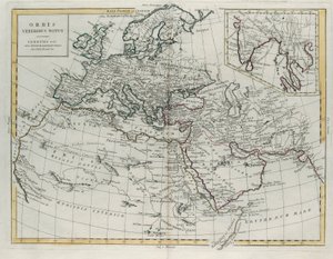 Verden kendt af de gamle, gravering af G. Zuliani hentet fra Tome IV af det nyeste atlas udgivet i Venedig i 1785 af Antonio Zatta, privat samling af G. Zuliani