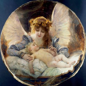"Skytsenglen" Maleri af Gabriel Joseph Marie Ferrier (1847-1914) Privat samling