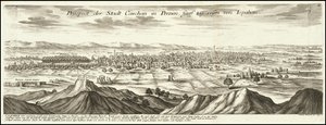 1720 illustration - Udsigt til byen Cashan i Persien fem dages rejse fra Ispahan af Gabriel Bodenehr