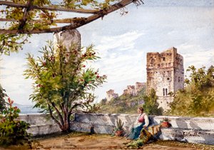 Italien (akvarel) af Gabriel Carelli
