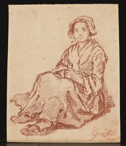 En siddende kvinde (Femme assise) (rødt kridt) af Gabriel Gresly