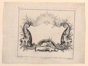 Escutcheon, fra "Recueil Nouveau de Differens Cartouche" af Gabriel Huquier