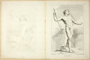 Figur (recto og verso), fra Anden bog med figurer af akademier, indgraveret delvist af professorerne fra Royal Academy af Gabriel Huquier