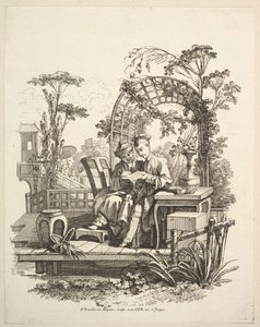 Mand og kvinde læser, ca. 1742.