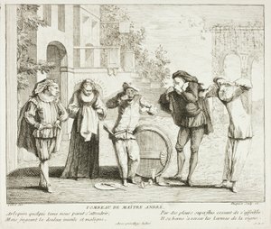 Tallerken fra Livre de Scènes Comiques af Gabriel Huquier