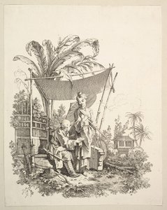 Kvinde, der viser nysgerrigheder til soldat, ca. 1742. af Gabriel Huquier