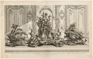 Værker af Juste-Aurèle Meissonier: Sølvskulpturprojekt til et stort midtpunkt..., ca. 1735-1737 af Gabriel Huquier