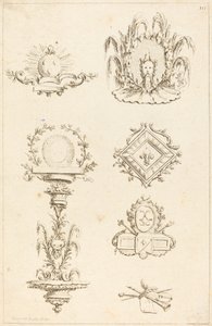Designs til halestykker: pl. 10 af Gabriel Huquier after Claude Gillot