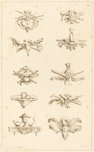 Designs til halestykker: pl. 8 af Gabriel Huquier after Claude Gillot