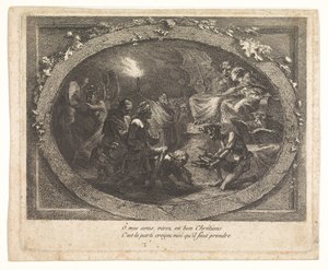 Voltaire ankom til helvede af Gabriel Jacques de Saint Aubin (school of)
