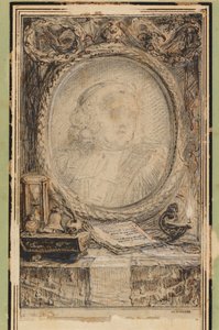 Allegorisk ramme med et flagermus af Gabriel Jacques de Saint Aubin