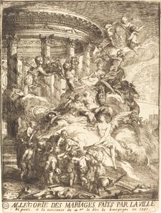 Allegori over de ægteskaber, der blev indgået af byen Paris ved fødslen af ​​hertugen af ​​Bourgogne af Gabriel Jacques de Saint Aubin