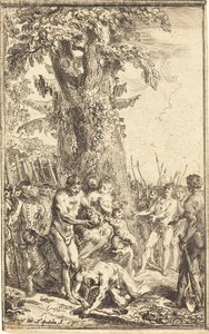 Heroisk handling af en far, der ofrer for sin søn af Gabriel Jacques de Saint Aubin