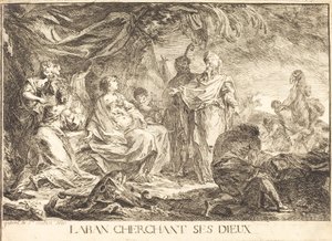 Laban søger sine guder af Gabriel Jacques de Saint Aubin