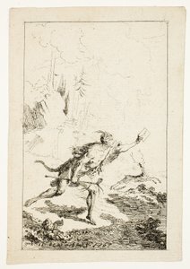 Budbringer sendt til M. Saint-Denis, af M. Belle-Isle, fange, plade tre fra Les Nouveaux Voyages aux Indes Occidentales af Gabriel Jacques de Saint Aubin