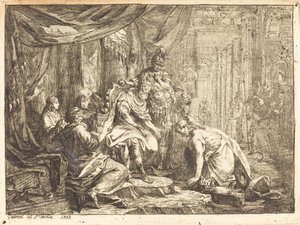 Forsoning mellem Absalom og David af Gabriel Jacques de Saint Aubin