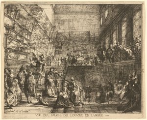 Udsigt over Salon du Louvre i år 1753 af Gabriel Jacques de Saint Aubin