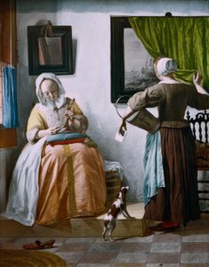 G.Metsu, dame læser breve og stuepige
