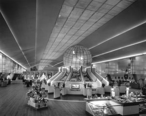 Oplyst globus af Cel-O-Glass i Hall of Agriculture på New York World