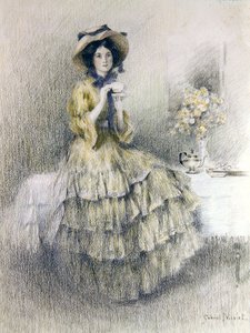 Afternoon Tea (farvet kridt på papir) af Gabriel Nicolet