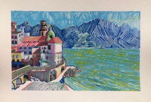 Capri, Italien, 2023 (akryl på papir)
