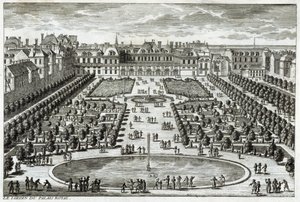 Udsigt over Parc du Palais Royal i Paris. Stik af Perelle, slutningen af 1600-tallet. af Gabriel Perelle