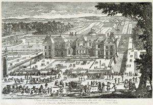Udsigt over slottet Vaux Le Vicomte (Vaux-Le-Vicomte) fra indgangssiden (haver ved Le ours) - af Perelle, slutningen af 1600-tallet af Gabriel Perelle