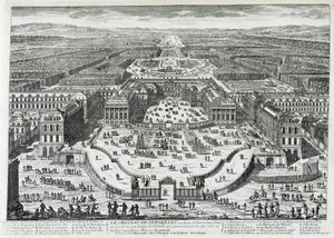Udsigt over æresgården til Chateau de Versailles - af Perelle, slutningen af det 17. århundrede af Gabriel Perelle
