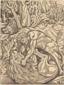 Herkules og Nemean-løven af Gabriel Salmon
