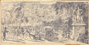 Figurer, der trækker en tønde på en trolley i Tuilerierne, 1760