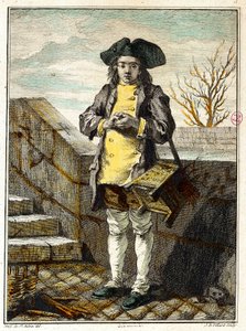 Gamle metiere: skopudseren eller skopudseren. Gravering af Gabriel de Saint Aubin (1724-1780) Paris-museet Carnavalet fra det 18. århundrede