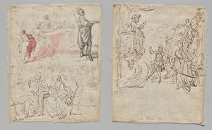 Teaterscene (rekto); Lingeri Boutique og Samtale (verso)