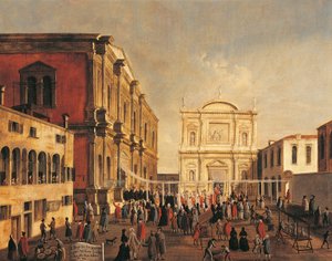 Italien, Veneto, Venedig, Doge of Venedig og Signoria ved San Rocco-kirken, på helgendagen af Gabriele Bella