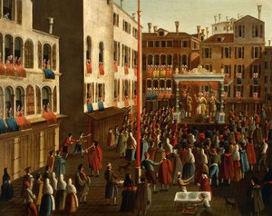 Italien, Veneto, Venedig, Messe på Campo San Luca af Gabriele Bella