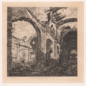 Ruïne van de Salle des Pas Perdus i Paris med varebil fra 1871 Salle des pas perdus i Palais de Justice i Paris efter branden i 1871 (titel på objektet)