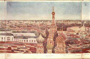 Panorama over Moskva, forestillende St. Basil-katedralen, 1819 (wc på papir) (se 170139-170146)